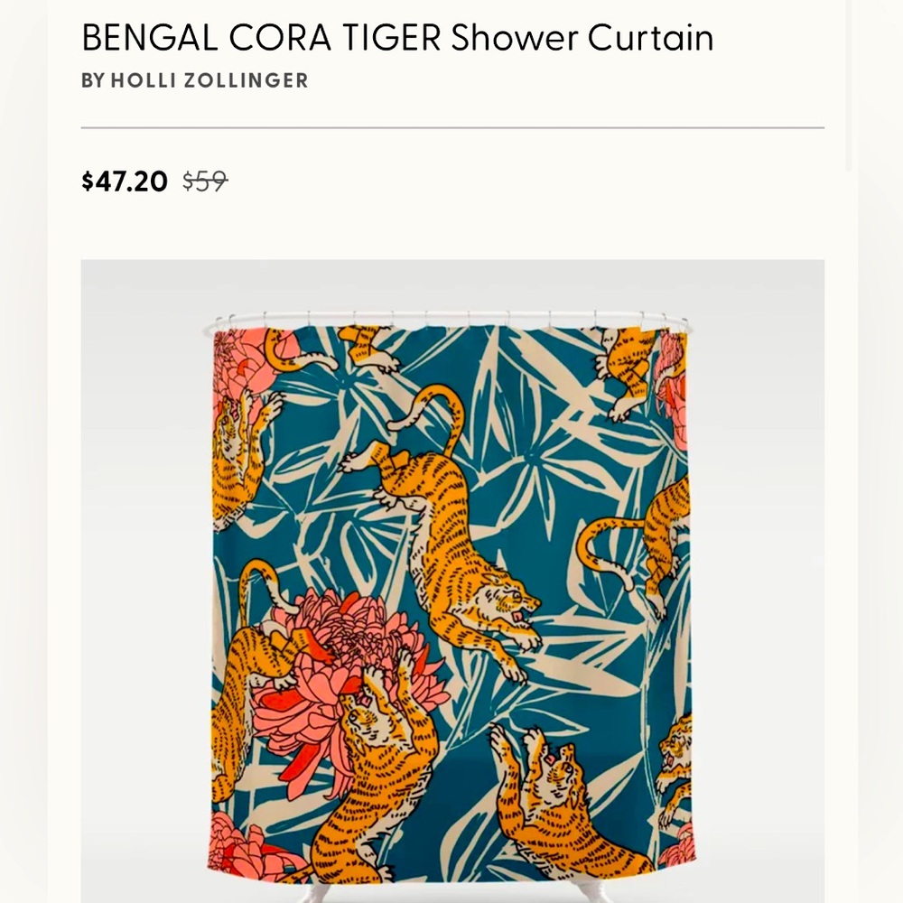 Society 6 tiger shower curtain 🐅
